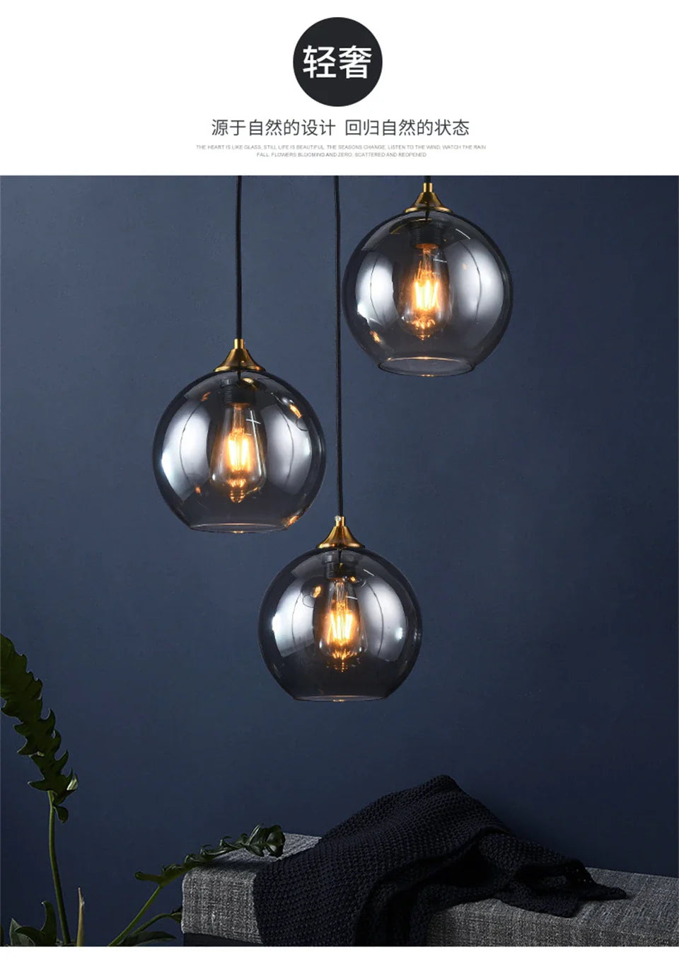 Dropshipping LED Glass Ceiling Pendant Lamp Nordic loft Restaurant pendant Lights Fixtures Living Room Home Decoration Lighting