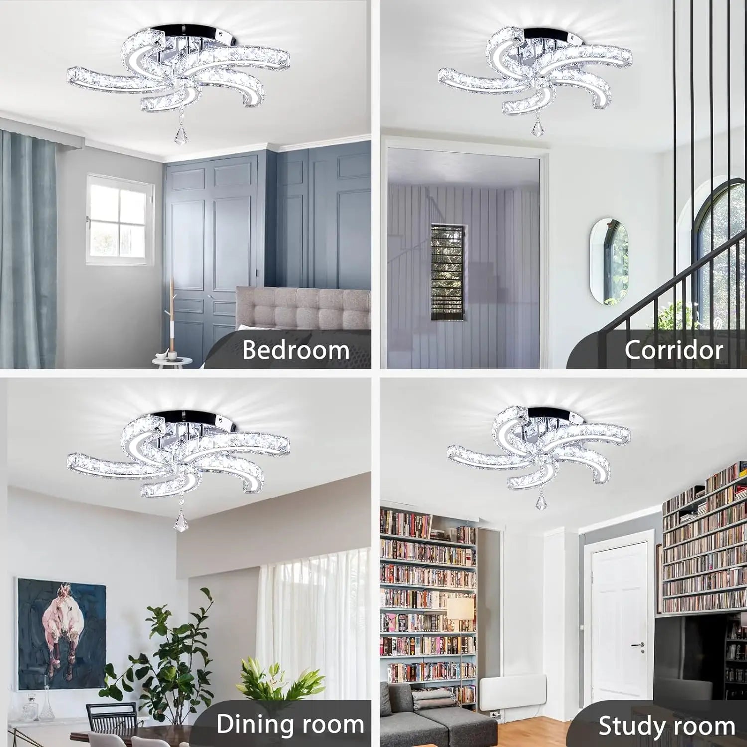 Modern Crystal Chandeliers Acrylic Crystal Led Ceiling Light Fixtures Arm Pendant Lighting Stainless Steel Ceiling Lamp Hanging
