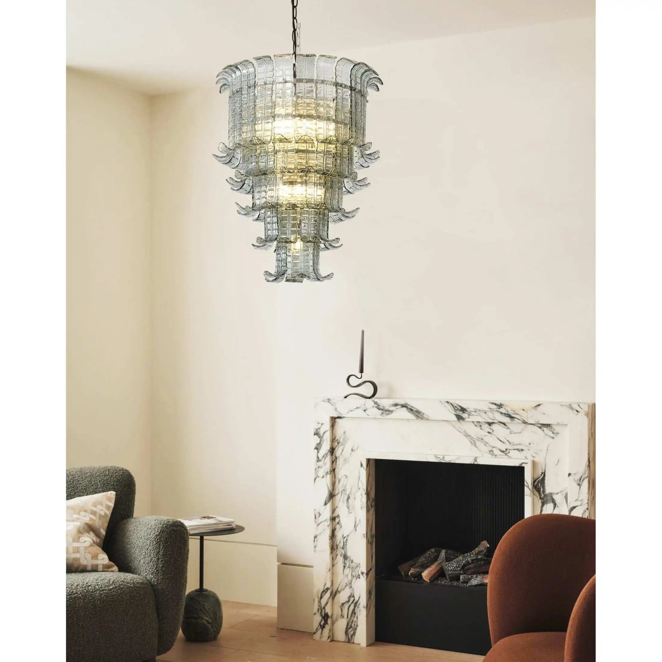 Modern Vintage Two Hook Murano Glass Chandelierdouble Layer Retro Pendant Light For Dining Room Living Room Home Decoration