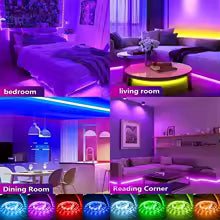 LED Strip Lights RGB 5050 LED Strips Bluetooth APP Control Color Changing DC 12V 30LEDS/M Per Meter For Bedroom Room Kitchen Bar
