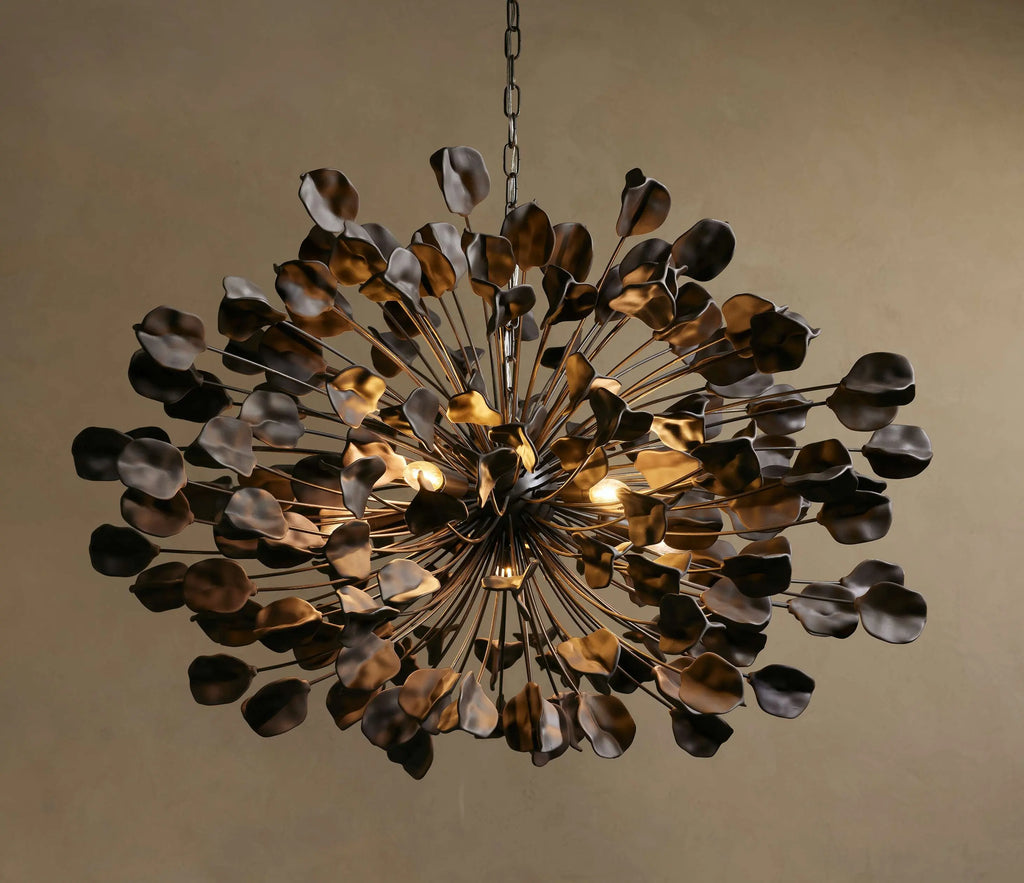 Lunaria Chandelier brass and ceramic leaf-shaped chandelier a pendant light fixture suitable for modern home decor