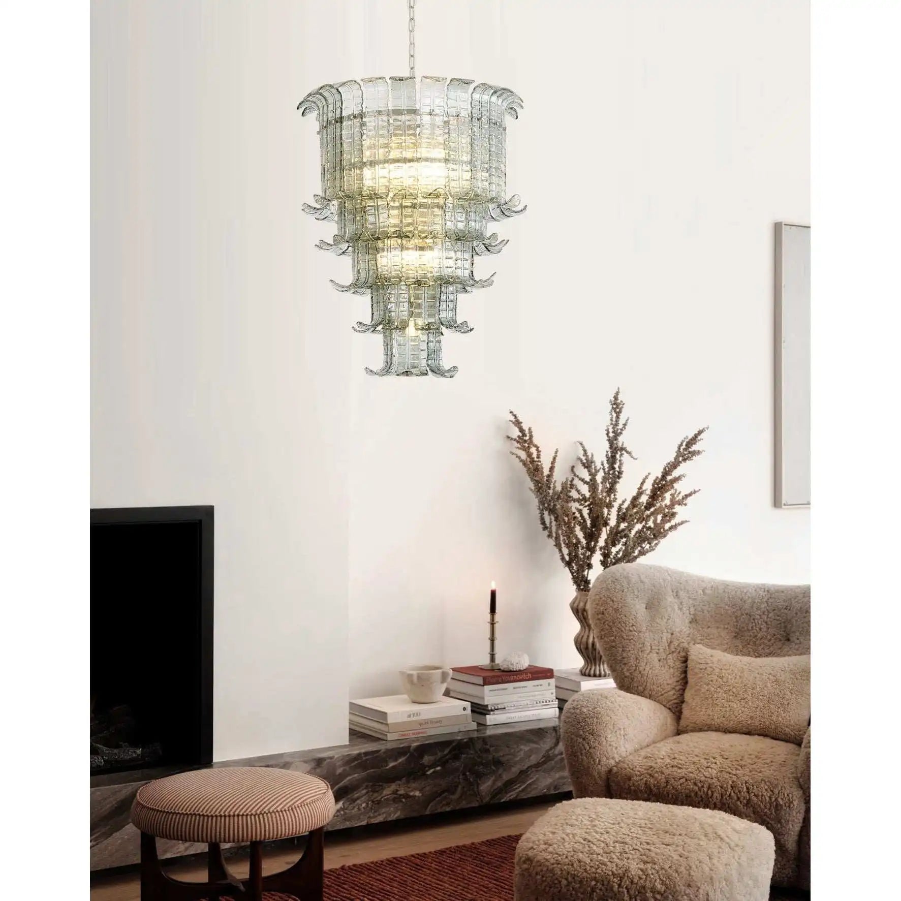 Modern Vintage Two Hook Murano Glass Chandelierdouble Layer Retro Pendant Light For Dining Room Living Room Home Decoration