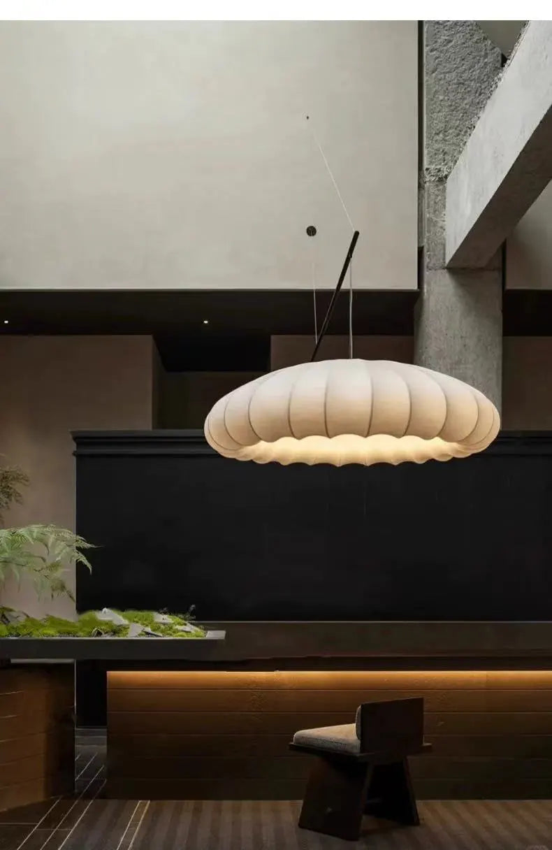 Japanese Wabi Sabi Fabric E27 Pendant Light Living Dining Room Minimalism Chandelier Designer Home Decor Bedroom Hanging Lamp